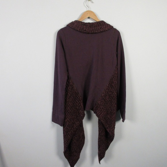 Prana Demure Cardigan Women M Purple LS Open Front Draped Knit Trim Boho 494 - Picture 2 of 13